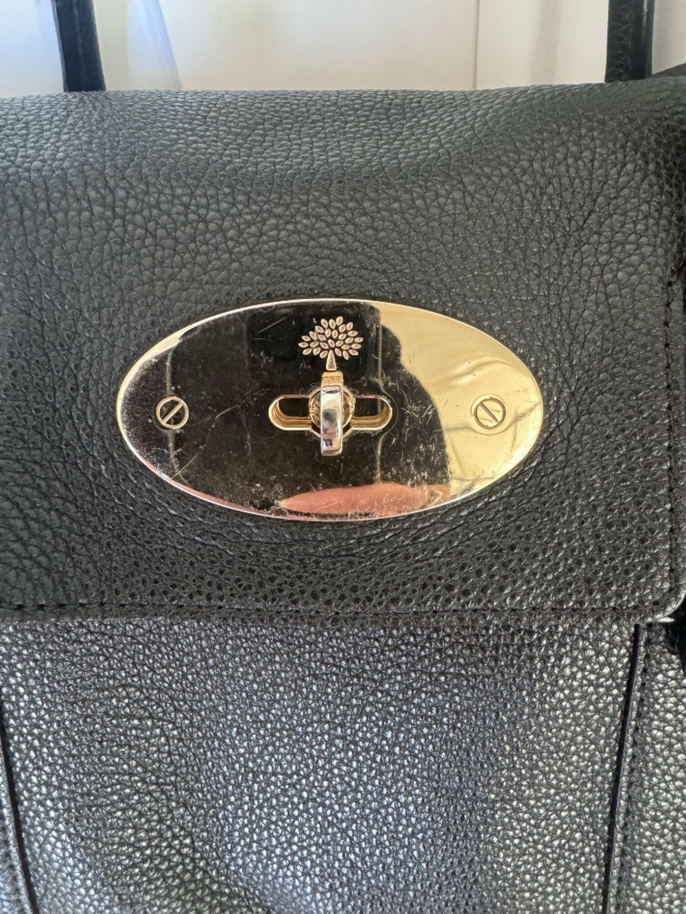 Mulberry Bayswater, Black Pebbled Leather Bag with Gold Hardware - Picture 11 of 12